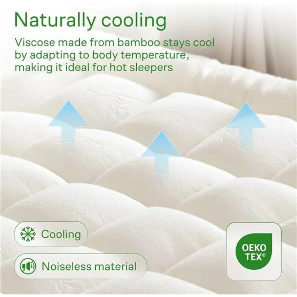 New Ultra Soft Queen Mattress Topper - Bamboo Viscose Mattress Pad for Back Pain